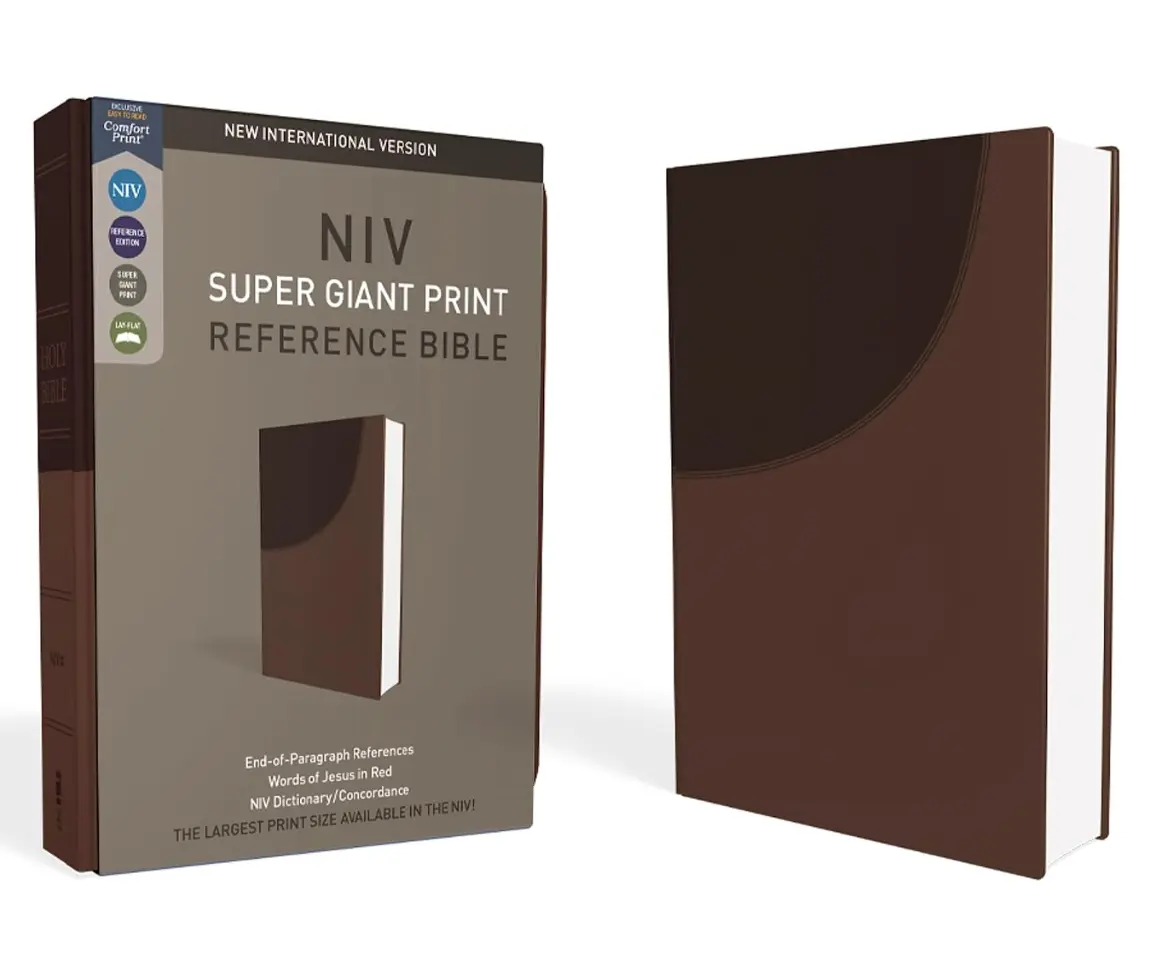 NIV Super Giant Print Reference Bible, Imitation Leather, Brown, Red Letter Edition