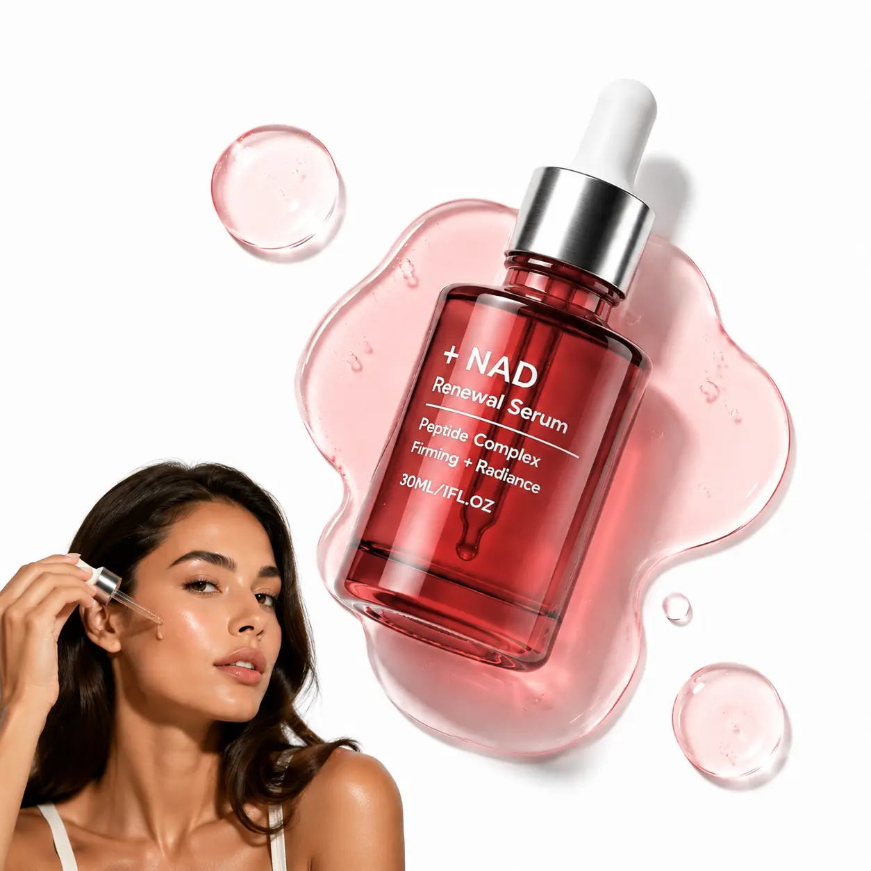 + NAD Firming Renewal Facial Serum with NAD, Hydrolyzed Collagen & Copper Peptide Complex - Daily Hydrating, Plumping, Radiant-Boosting Serum for Smooth, Firm-Looking Skin - 30 mL/1 fl oz