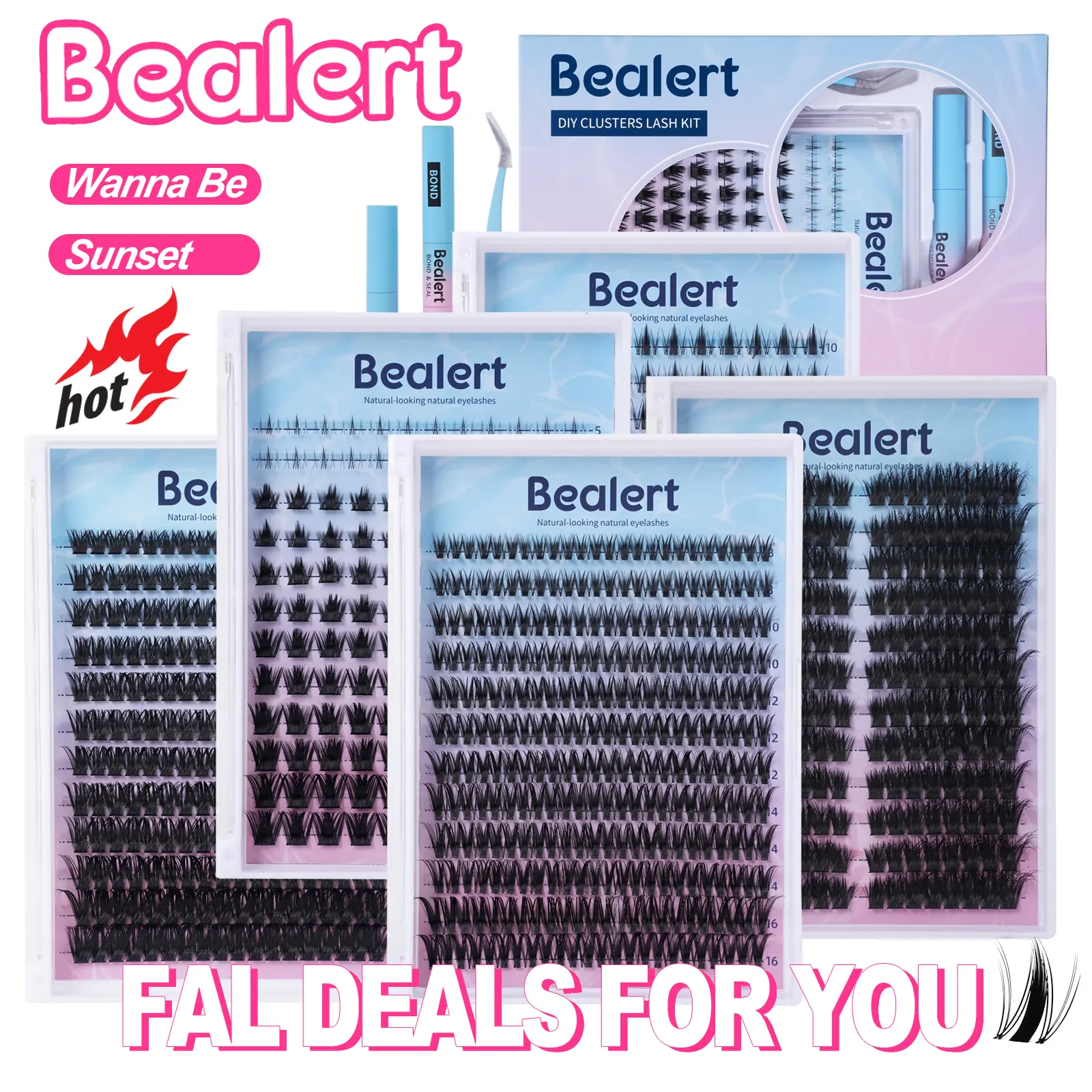 BEALERT Fairy Lash Clusters Invisible Band DIY Lashes Wet Look Waterproof Wispy Manga Kawaii Doll Lashes for Subtle Elegant Enhancement Eyelashes Extensions Glossy Cosmetic Makeup Eyelash Extensions