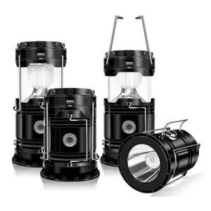 4/8-Pack Solar Camping Lantern, Collapsible LED Flashlight, USB Rechargeable Waterproof Light for Memorial Day Sale, Father's Day Gift, Outdoor Hiking, Power Outage, Hurricane Survival.