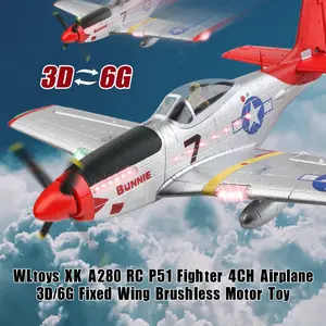 RC Plane P51 Fighter 4CH Airplane 3D/6G Fixed Wing Motor Toy Brushless Motor/ Night Fly - Gift for Kids&Adults