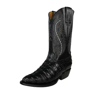 Men's Faux Crocodile Cowboy Style Black Western Cowboy Boot