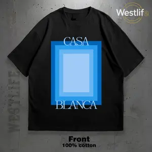 Men's Casa Blanca T-Shirt Blue Geometric Design Casual Daily Wear Gift for Boyfriend 100 Cotton Unisex Black Tee Tennis Enthusiast Gift