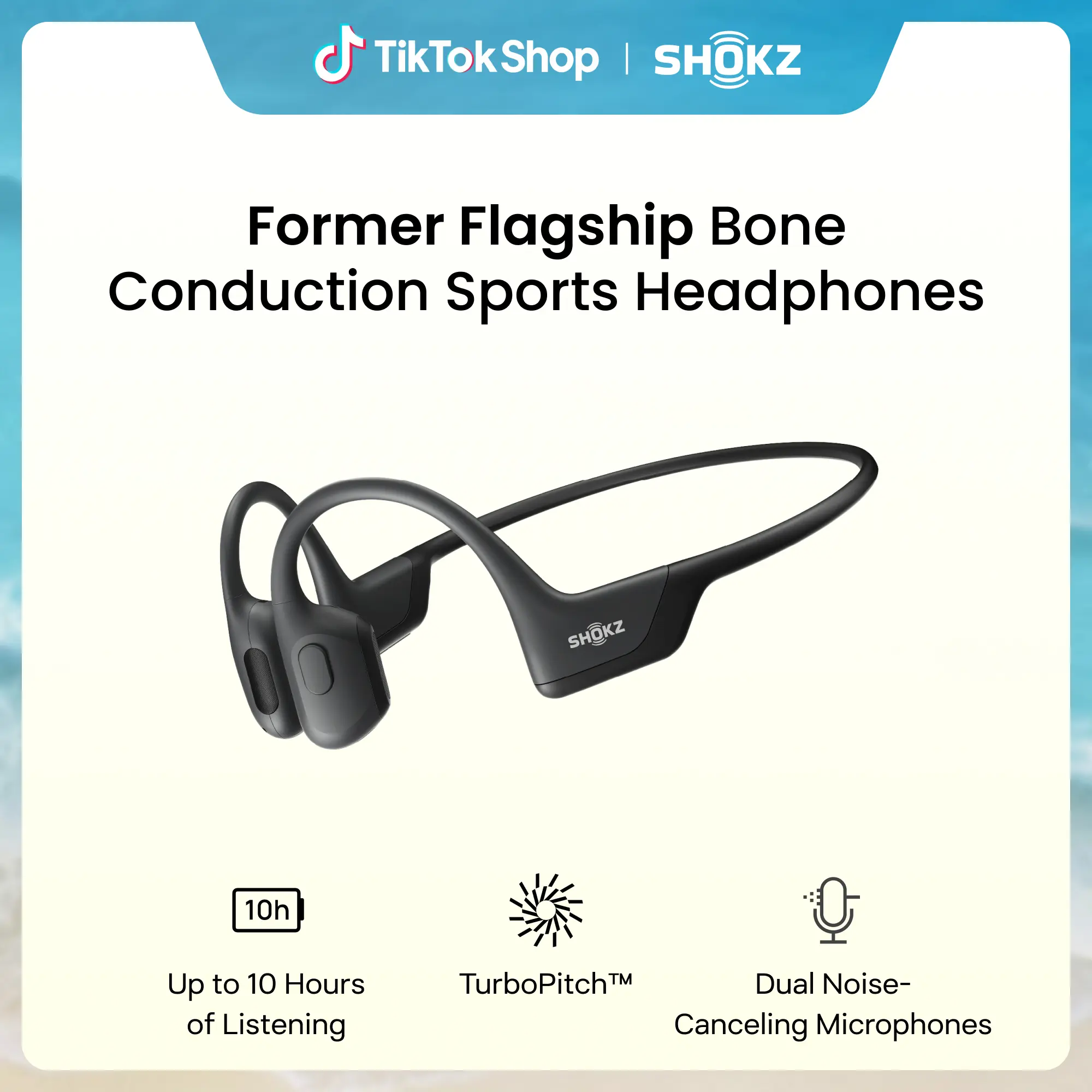 SHOKZ OpenRun Pro - Open-Ear Bluetooth Bone Conduction Sport Headphones, Sweat Resistant Wireless Earphones  with Premium Deep Base - Built-in Mic