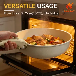 20pcs Kitchenware Non-Stick Pots and Pans Set, Pans & Woks, kitchen supplies, Kitchen Cookware Sets, Cookware, KitchenHacks, MealPrep, Detachable Handle, Oven Safe, Versatile cookware, CookingEssentials