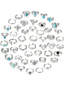 48Pcs Open Toe Rings Set for Women Men Adjustable Vintage Retro Knuckle Ring Bohemian Toe Finger Tail Ring Summer Beach Foot Jewelry 14K Gold Plated Toe Ring