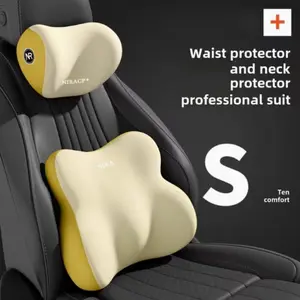 New Car Seat Headrest Back Support Set, Comfortable Waist Cushion Pillow, Neck Rest for Car Seats, Vehicle Interior Accessories, Car Interior Kit