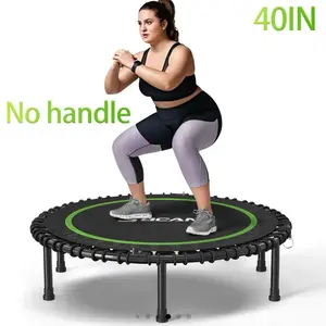 BCAN 450/550 LBS Foldable Mini Trampoline, 40"/48" Fitness Trampoline with Bungees, U Shape Adjustable Foam Handle, Stable & Quiet Exercise Rebounder for Adults Indoor/Outdoor Workout