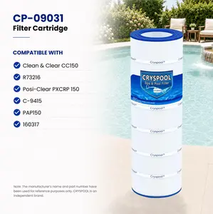 CC150 Filter Compatible with Clean & Clear CC150, CCRP150, R173216, Posi-Clear PXCRP 150, PAP150, 160352, C-9415, 59054300, 160317, 160355, 150 Sq. Ft, Pool Filter Cartridge, 1 Pack