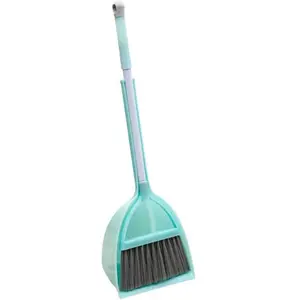 Mini Broom with Dustpan for Kids Little Housekeeping Helper Set Light Blue