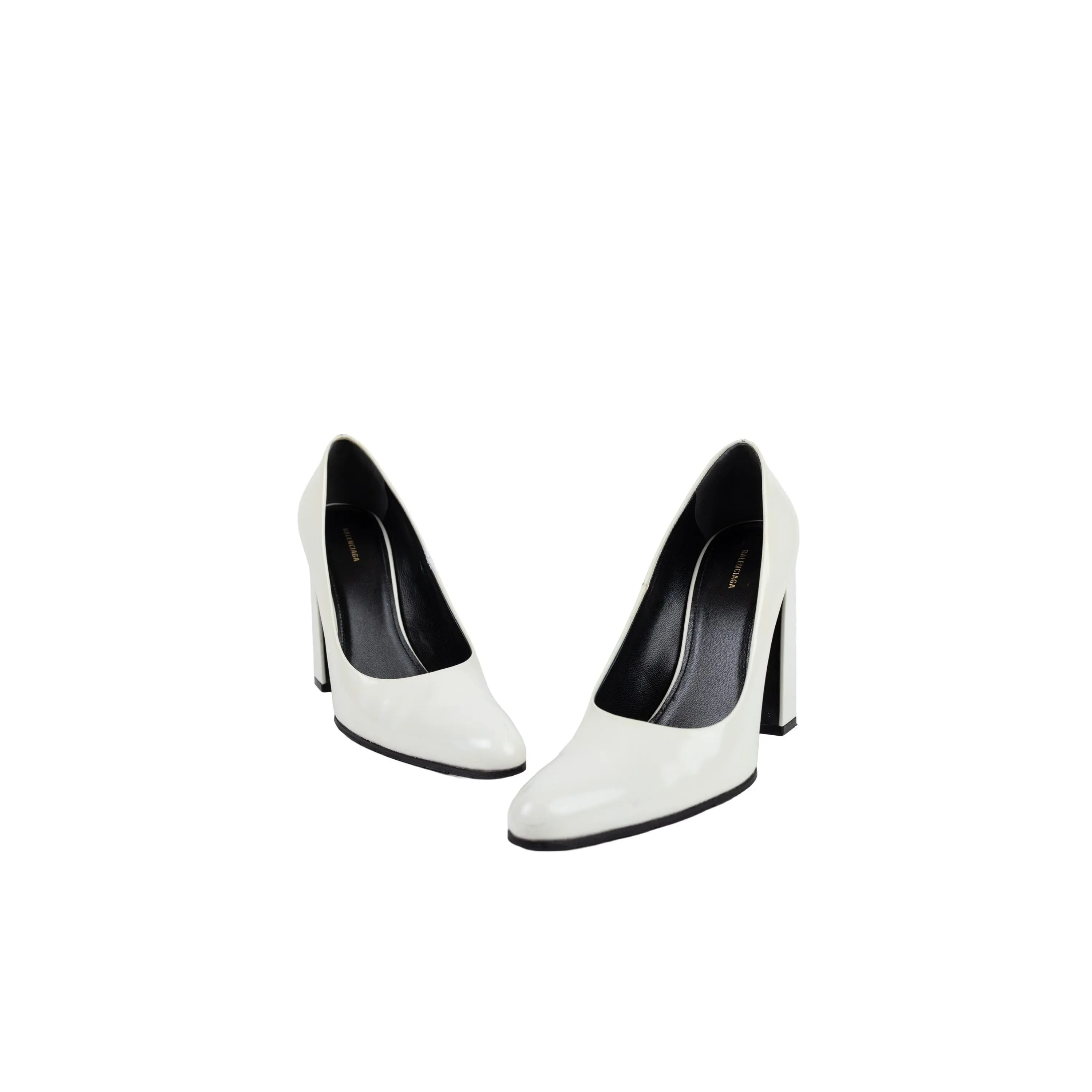 Balenciaga White Patent Architectural Pumps Size 37