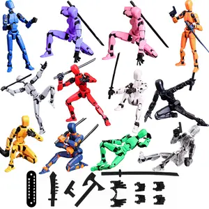 3 Sets Assembled 3D Printed Multi-Jointed Action Figure Set T13 Fully Articulated Robot Model for Stop Motion Animation, Halloween gifts, Christmas gifts