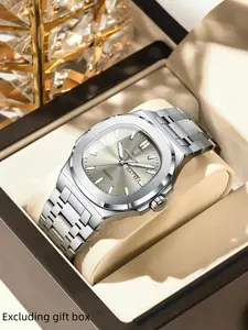 POEDAGAR men's luxury watch elegant and fashionable date week waterproof men's watch quartz high-end sports men's watch is the first choice for giving boyfriends birthday gifts Stainless Steel Wristwatch