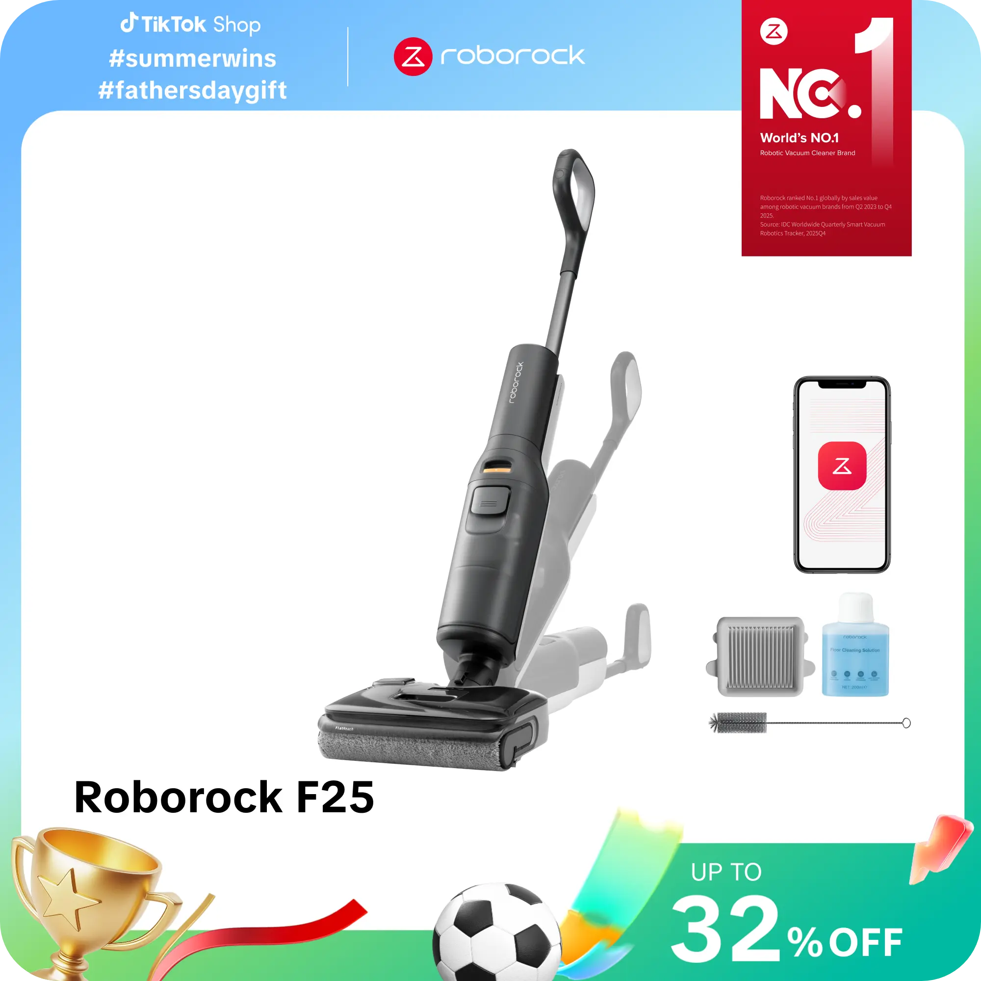 Roborock F25 Wet Dry Vacuum Cleaner, Cordless, All in One with 20000Pa, 194°F Hot Air Flash Drying & High temperature Self Cleaning #DealsforYouDays  summerwins