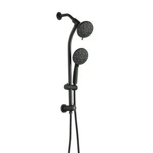 No-Tool Installation 5 Inch Rain Shower & 7-Spray Handheld Combo with 26" Adjustable Slide Bar, Dual Flow 1.8GPM WaterSense ​