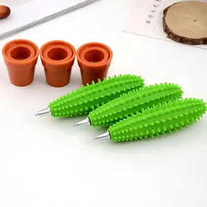 Cactus Plant Pen Ink, 1mm Medium Nib, Click Close Cap, Plastic Material, Office Desk Decoration, Cute Office Supplies