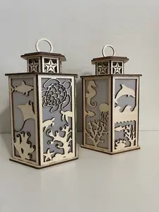Under The Sea Lantern - Wooden Lantern with tealight