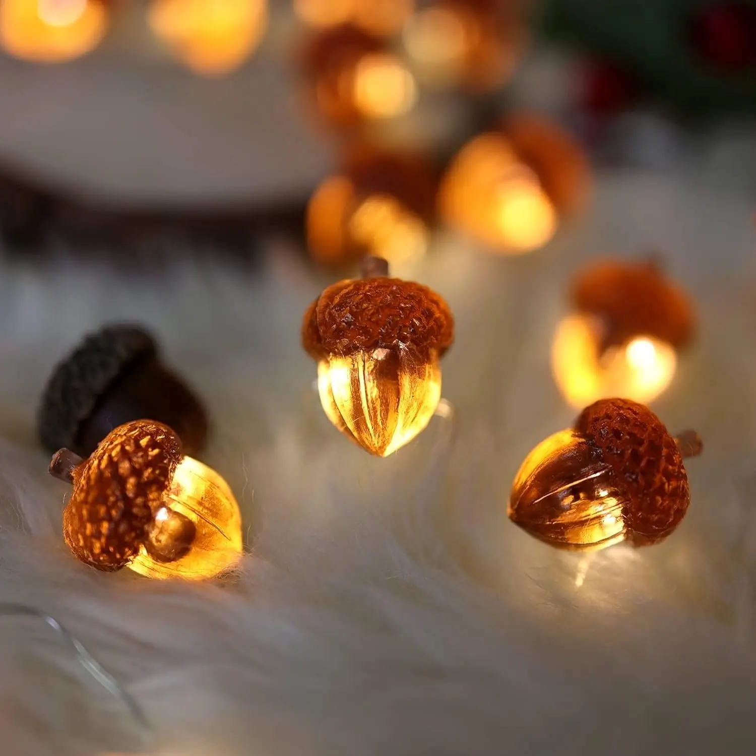 Decorative Fairy Acorn String Lights Thanksgiving Decoration Autumn Garland Cute Novelty Lights 30 LEDs 10 ft  Operated for Bedroom Wedding Birthday Harvest Decor