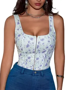 ApperlothA Women's Corset Style Crop Top, None stretch, Runs small, Boned, Lace Up Back Bodyshaper Crop Tank Cami Top #Summervibes Womenswear