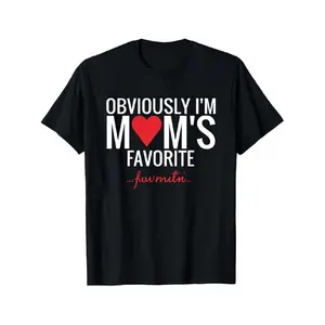 Clearly, I Am The Favorite of Mom. Jasminka T-Shirt in Black with Short Sleeves, Featuring a Crew Neck And Graphic Design, Suitable for Everyday Casual Wear for Both Women And Men. Made from