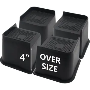 Heavy Duty Black Bed Risers 4 Pack, 4 & 6 Inch Oversized Furniture Lifts for Table Sofa Chair Couch Desk Bed Frame, Supports Up to 6500 Lbs