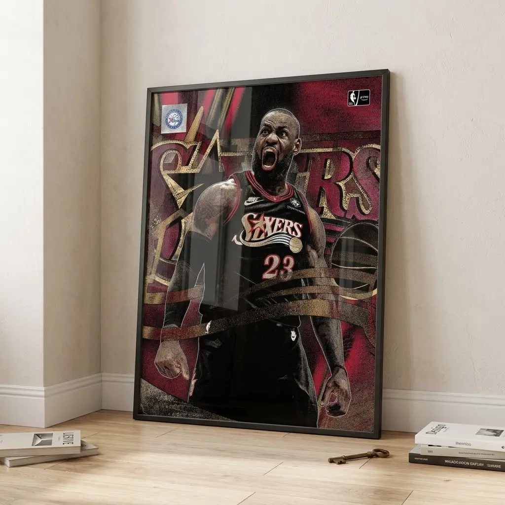 LeBron James 23 Philadelphia 76ers NBA Poster, No Frame