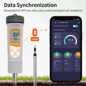 4-in-1 Bluetooth Soil Tester EC TDS CF Temp Detector High Accuracy Smart APP Control Conductivity Meter for Gardening Farming