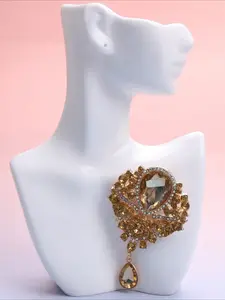 Vintage Palace Style Long Brooch, Alloy Heavy Industry Corsage Pin, Dress Coat Accessory, Elegant Fashion Jewelry