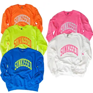Sunkissed Neon Sweatshirt - Casual Oversized Cotton Preppy Summer Spring Beach Vacation Neon Colors