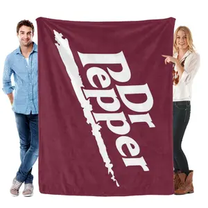 Dr Pepper Retro Logo Flannel Blanket | Ultra-Soft, Cozy Maroon Throw | Perfect for Soda Lovers, Game Nights & Nostalgic Home Decor ️