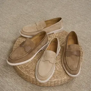 Retro Nubuck Penny Loafers Men Slip On Casual Commute Lazy Shoes Summer Breathable Soft Soles Versatile Casual Shoes for Men Daily Walking Outdoor Activities