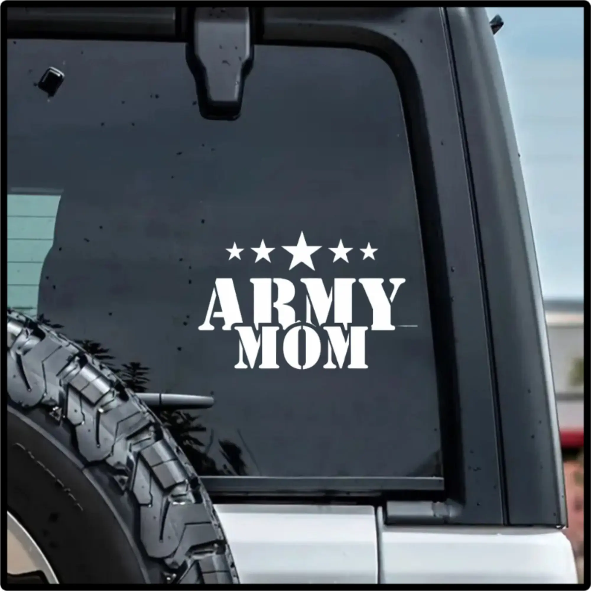 Army Mom Car Decal: Military Pride Vinyl Sticker with Stars
