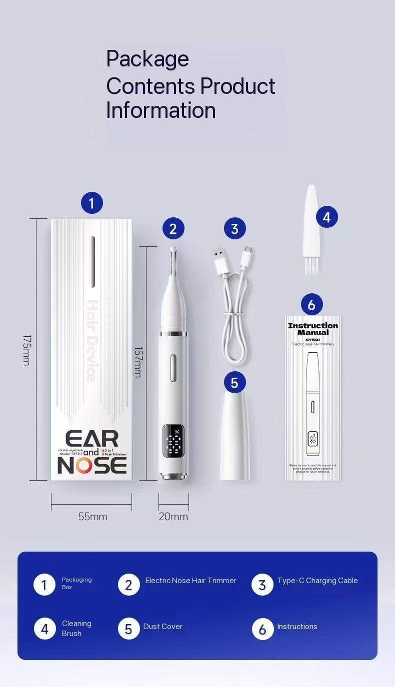 2026 Upgraded Nose Hair Trimmer TYPE‑C Fast Charging, 3 in 1 Electric Ear Nose Eyebrow Trimmer, Mini Portable Travel Groomer