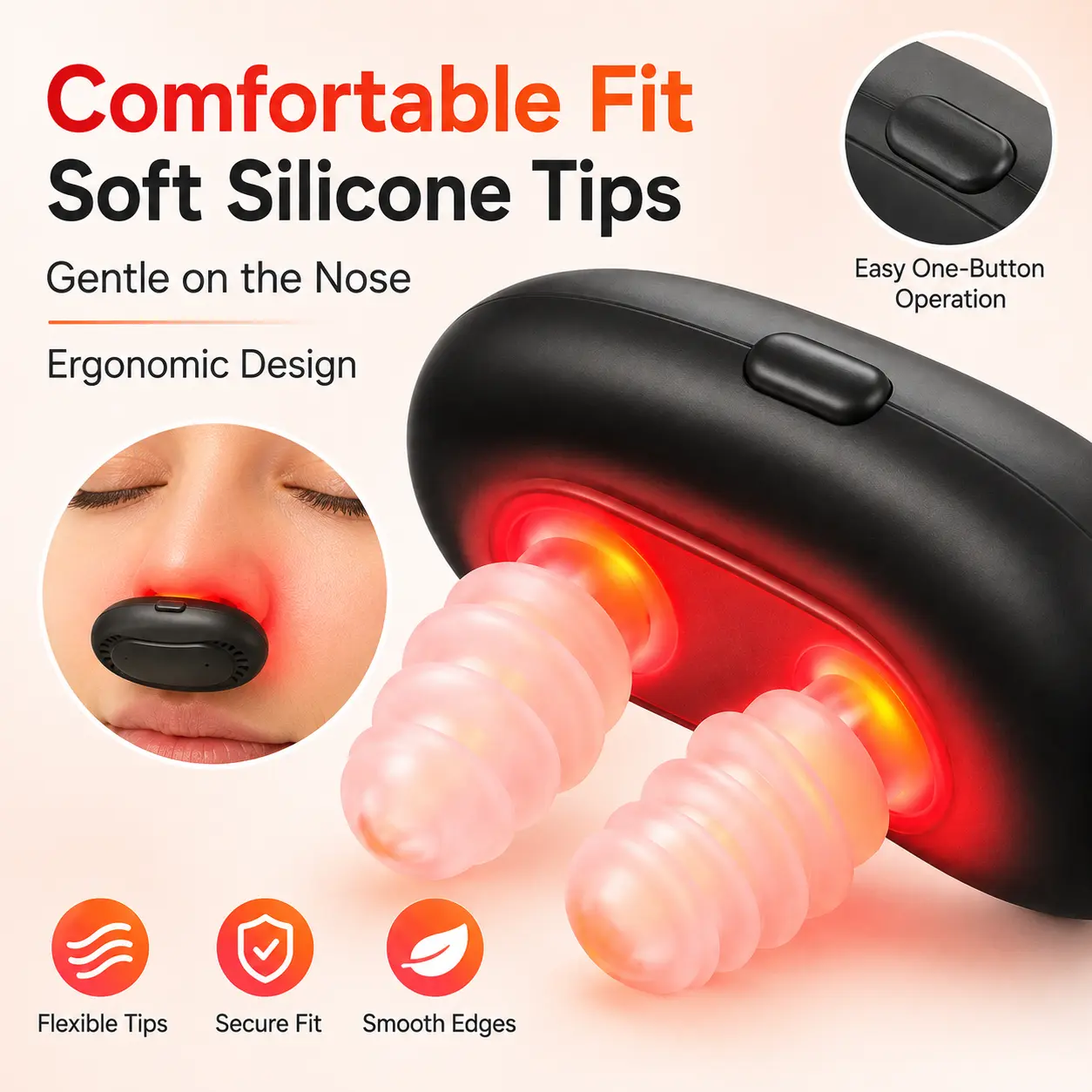Red Light Therapy for Nose, RespiRelief Red Light Nasal Therapy Instrument, RespiRelief Red Light Nasal Therapy Device, Red Light Therapy for Nose