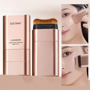 Dual-Ended Foundation Stick, Water-Glow Lightweight Eraser Powder, Long-Lasting No-Melt Face Base, Creamy Texture, Natural Gloss Finish