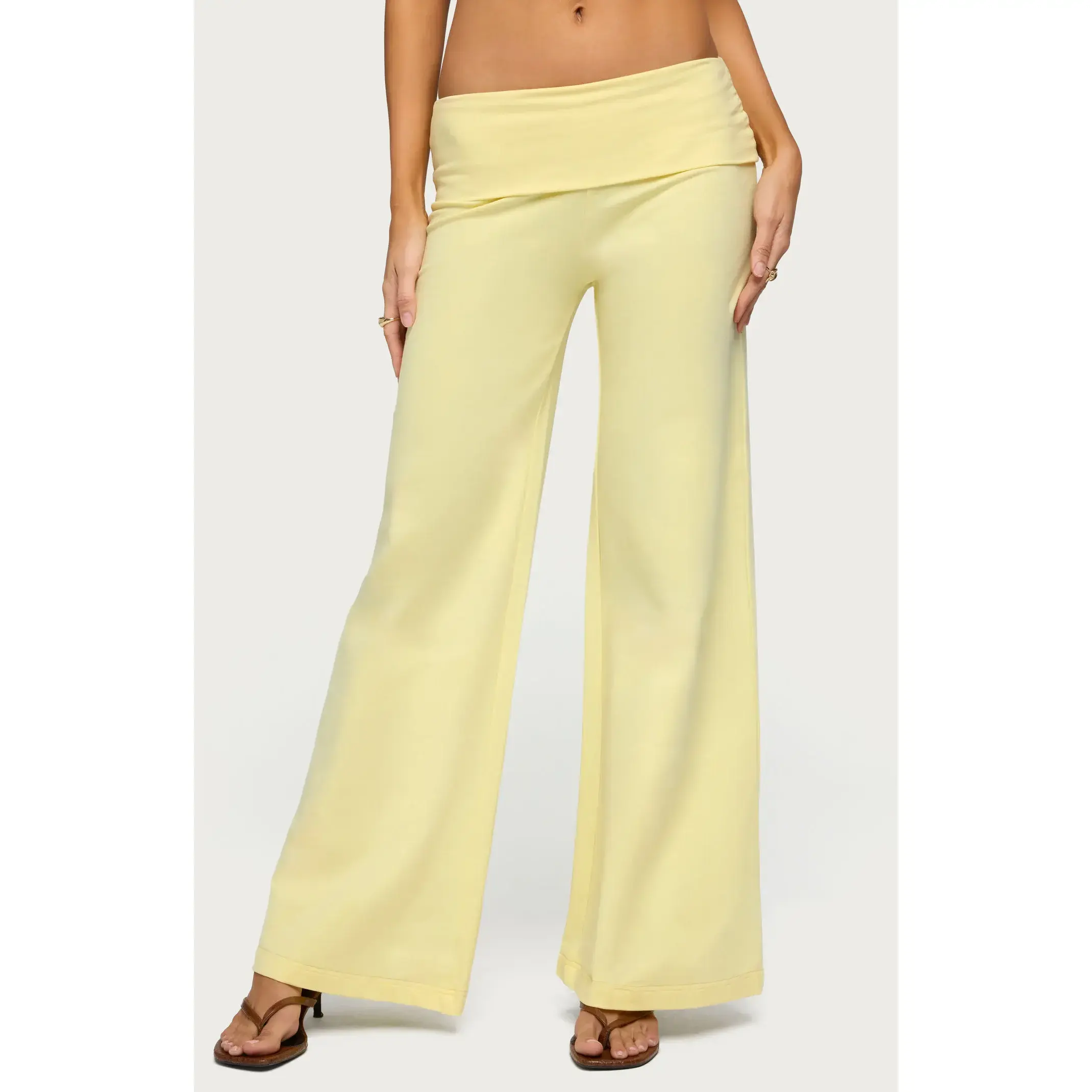 Edikted Women's Wide Leg Foldover Pants