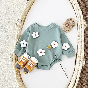 Baby Boys Girls Rompers Clothes Fashion Long sleeves Newborn Infant Handmade Flower Jumpsuits Toddler Bodysuit Spring Autumn