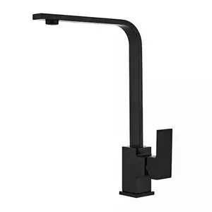 Classic Square Kitchen Faucet, Chrome Finish, Single Hole Installation, Ceramic Valve Core, Cold Hot Water Dual Function, Durable Design
