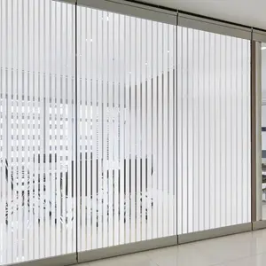 Classic Transparent Striped Privacy Window Film, Static Adhesive PVC Glass Sticker, Removable Light Filter for Home and Office, Decorative Sticker, Removable Window Decal