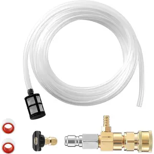 Downstream Injector for Pressure Washer, Fixed Chemical Injector Kit with 3/8 Inch Quick Connect, 10 Ft Siphon Hose