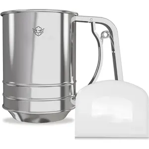Flour Sifter , 3 Cup Stainless Steel ,  Double-layer Baking Sifters for  Baking Flour and Powdered sugar, Flour Strainer