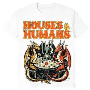 🎮[Graphic Tee]Gaming Houses Humans Funny RPG Parody T-Shirt for Gamer Men, Vintage Graphic Tee, Casual Summer Streetwear Top, Unisex Camiseta Verano, Geeky Game Lover Shirt, Perfect Gift for Gamers, Anime RPG Fans, Nerdy Gamer Outfit