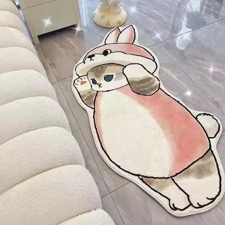 VIKAMA Cartoon Cat Carpet, Plush And Warm Bedside Blanket, Cute And Girlish Bedroom, Children's Room Carpet, Home Decoration