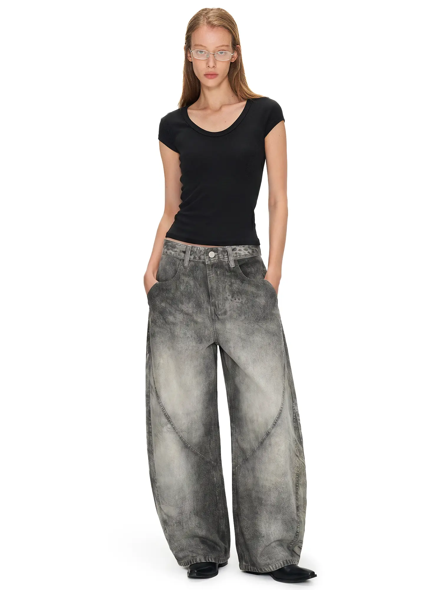 fdr Vintage Balloon Jeans, Women's Baggy Streetwear Denim with a Sexy Leopard Waistband for a Halloween Vibe, Street Wear, Thanksgiving, Loose-Fit