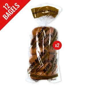 Just Bagels Pumpernickel Bagels 2 Packs of 6 Non-GMO; 12 Authentic New York Style Bagels