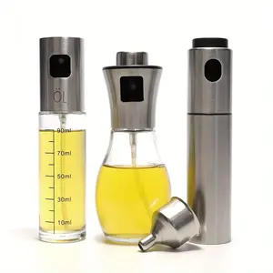 Olive Oil Sprayer Dispenser for Cooking, BBQ and Air Fryer, Premium Glass Stainless Steel Measuring Oil Vinegar Soy Sauce Spray for Grilling, Kitchen Gadgets