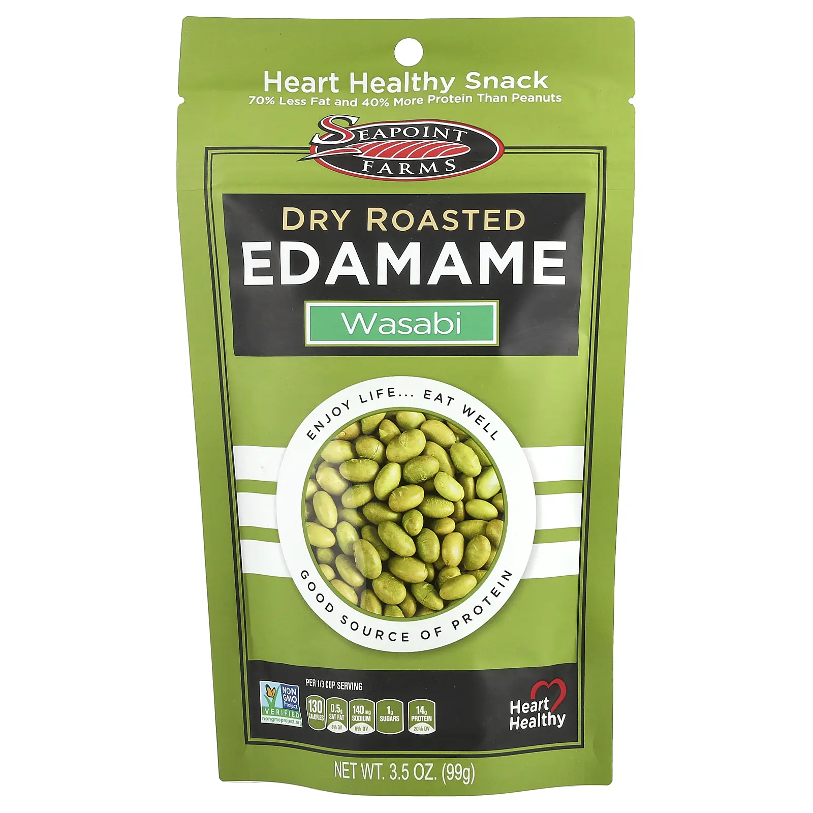 Seapoint Farms Dry Roasted Edamame, Wasabi, 3.5 oz (99 g)