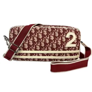 Pre-owned Dior coated canvas and leather Crossbody Bags CHRISTIAN #2 Red Coated Canvas Trotter Camera Bag