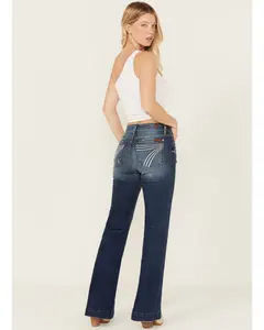 7. For. All. Mankind Women's Dark Wash Mid Rise Tailorless Dojo Trouser Jeans