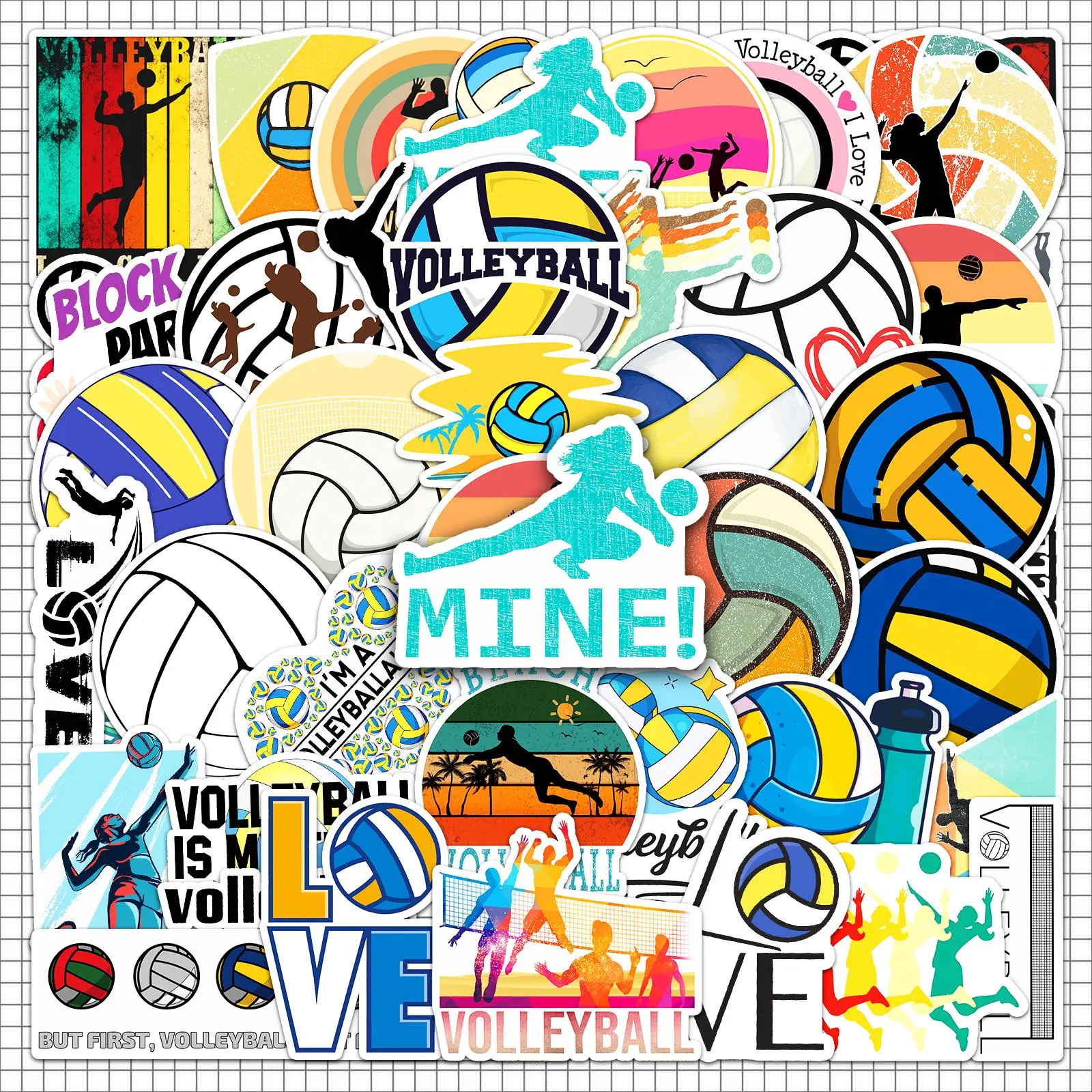 Volleyball Themed Funny Stickers, 100pcs/set Waterproof Self Adhesive Decor Paper, Decor Sticker for Gift Greeting Card Water Bottle Laptop Phone